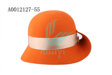 orange fashion bucket hat with silver ribbon