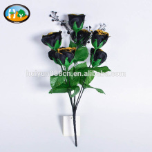 Wholesale black rose artificial fresh black gold rose flower for sale