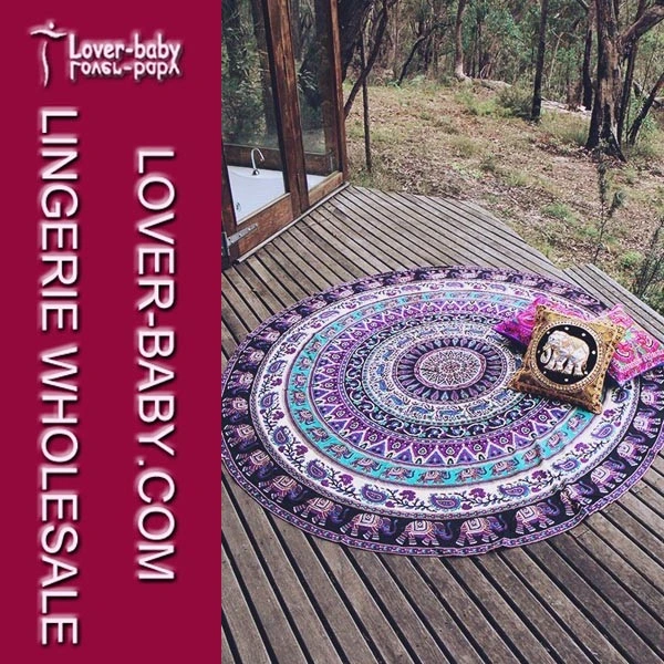 Mandala Round Tapestry Towel Round Blanket Purple Color (L38360-2)