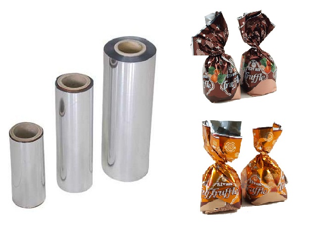 Özel metalize evcil hayvan bükülme sargısı film rulosu Custom Metallized Pet Twist wrapper film roll