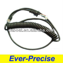 ROHS matt black PU 24AWG RJ22 curly cord cable