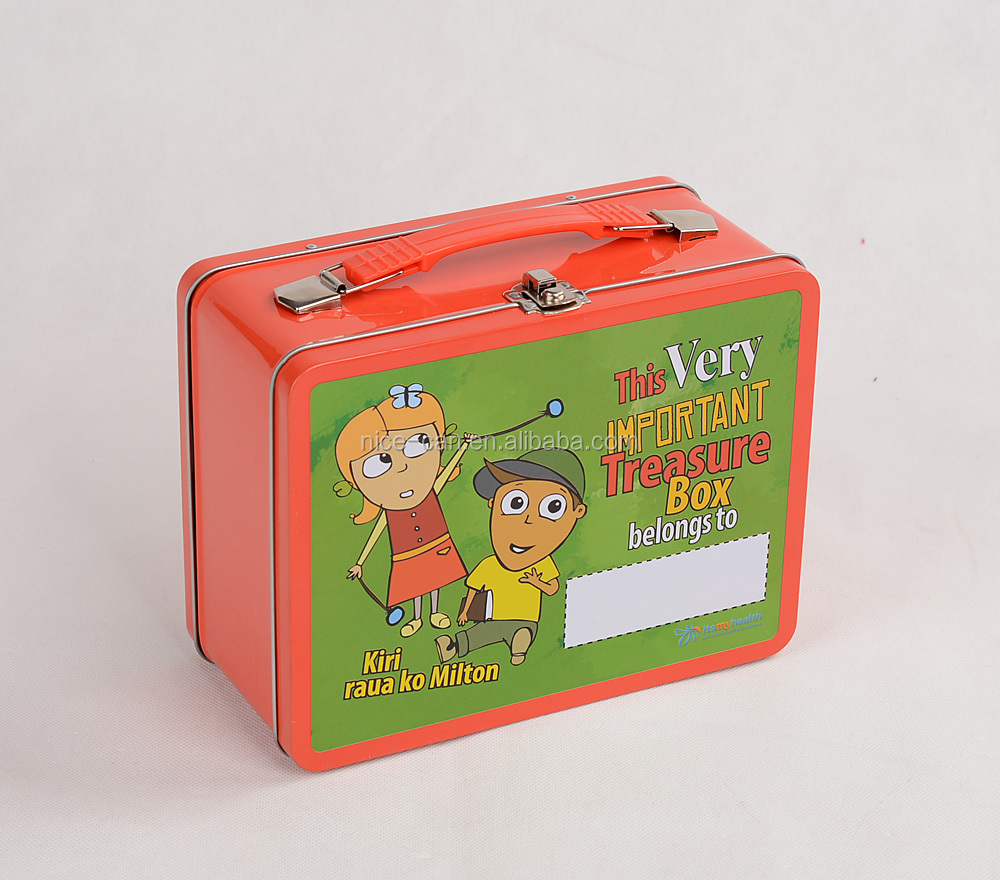 Custom Printing Metal lunch box& Metal Square lunch Tin Box With Handle