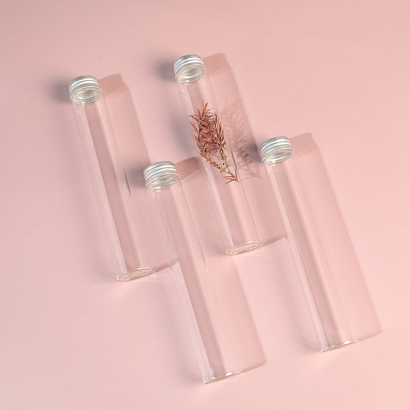 Round Flat Sample Bottle Borosilicate Glass Test Tube With Hand Screw Cap Liner