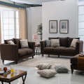 Solid Wood Brown Fabric Upholstery Set Sofa