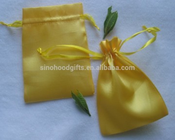 best selling small drawstring yellow satin bag