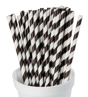 Black and white paper straws