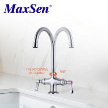 MaxSen Bar Faucet Lever Handles, Chrome Brass Two Lever Handle Bar Faucet in Polished Chrome