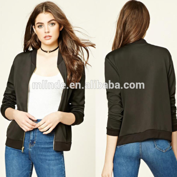 Guangzhou Manufacturer OEM Black Loose Simple Clothing Wholesale Women Fashion Jacket Plain Blazer Jackets Woman 2017