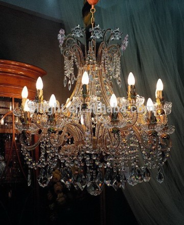 Crystal candle lamp wrought iron pendant light