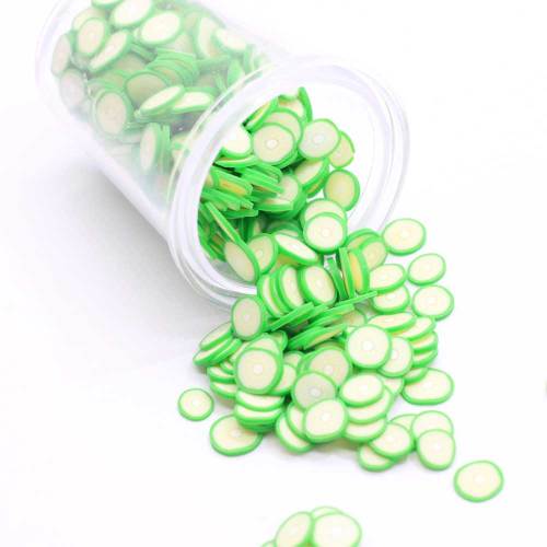 Kawaii novela de arcilla polimérica suave rebanada redonda de cuentas verde 6mm 500 g / lote diseño bonito para decoración de uñas o hacer limo rellenos DIY
