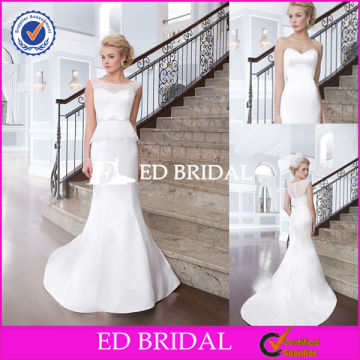 New Fashion Sweetheart Sleeveless Sash Satin Wedding Dress Detachable Lace Jacket