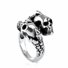 Single hipster double head Punk Titanium skull rings