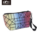 Hot sell fashion custom bulk polyester recycled rainbow color classical cosmetic bag&case