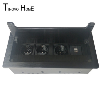 Desktop socket / office conference table socket / stylish and beautiful dust-proof hidden high-grade aluminum brushed black