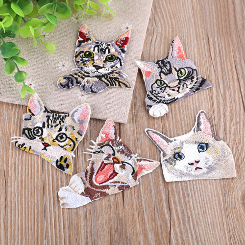 かわいい猫パッチ高品質3D刺繍パッチ