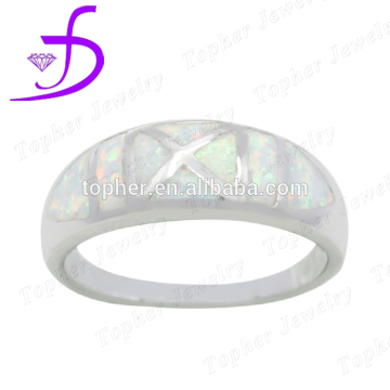 Wholesale Synthetic Opal Rings unisex wirte opal ring