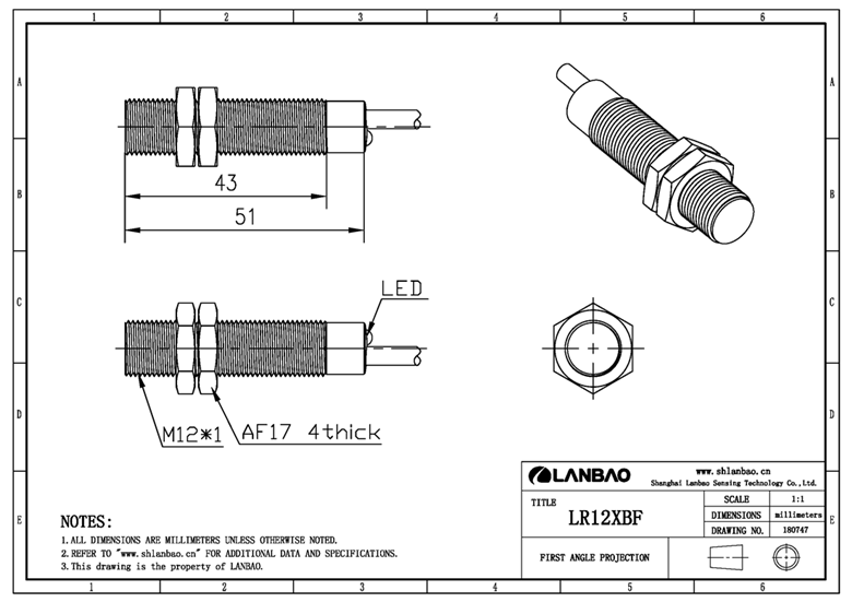 LANBAO LR12 series popular industrial M12 position proximity switch CE dc 2 wires inductive sensor 2mm 4mm range cable way