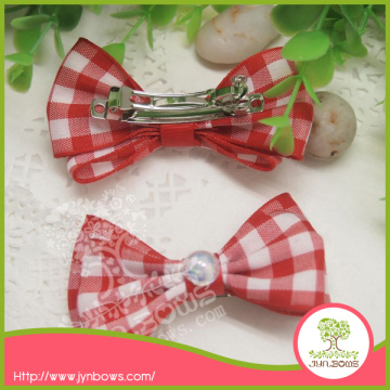 Plaid Stain Ribbon Double Bow Tie Girls Hair Clips