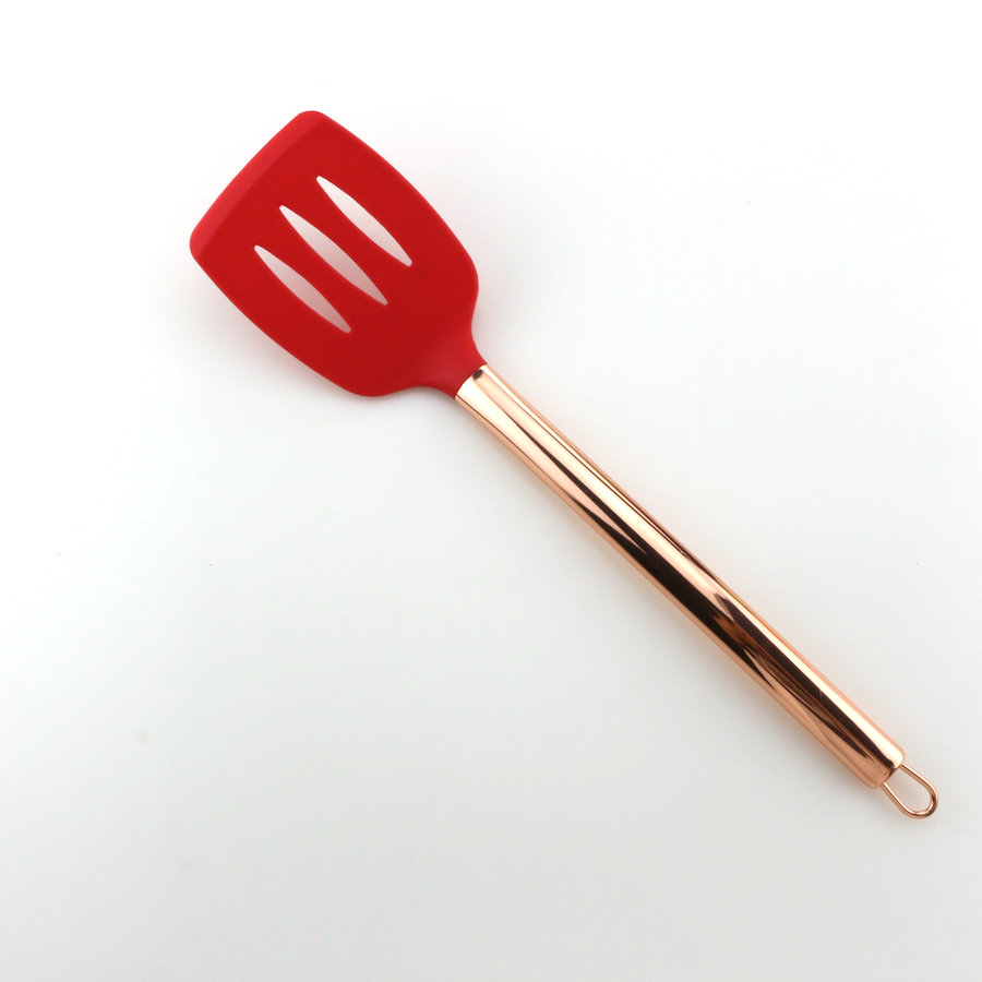 Rose Gold Plated Silicone Slotted Spatel