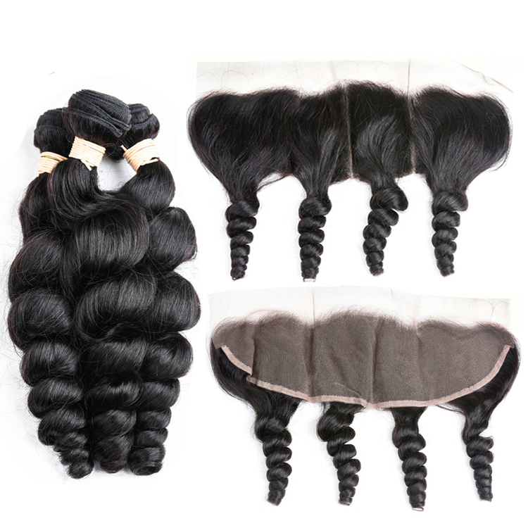 Virgin Cuticle Aligned Human Hair Loose Wave Bundles With Frontal,Raw Mink brazilian hair vendor haiyi blue forest Hair Weave