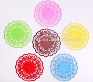 promotional flower lace silicone placemats and coasters