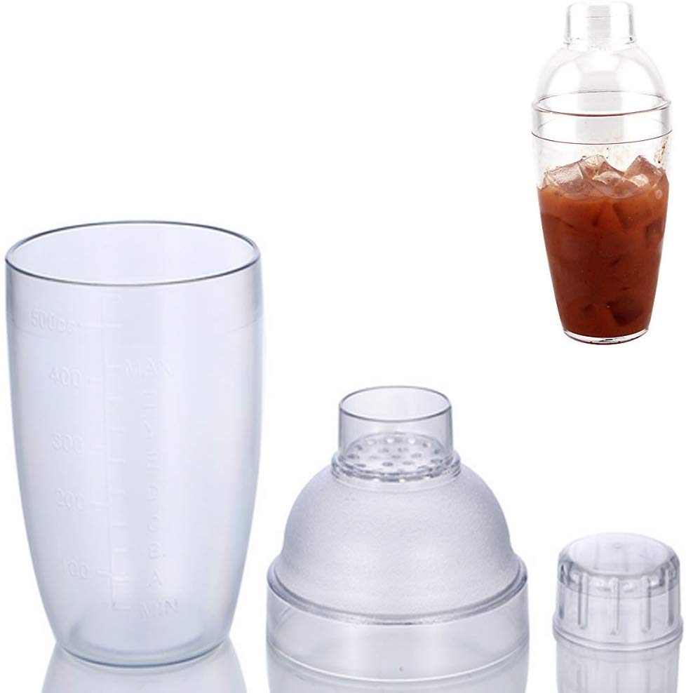 Cocktail Shaker Logo Promotional Plastic High Quality Customized Custom PS Bar Tools CE Certificate Is Offered 3-5days 500pcs
