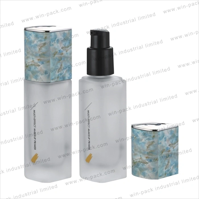 30ml Frosted Square Glass Bottle with The Black Pump for Foundation Liquid