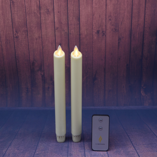 8 Inch Ngà di chuyển ngọn lửa Battery Operated Taper Candle