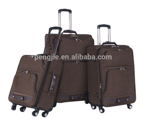 2014 water wrinkle fabric trolley suitcase with spinner wheels