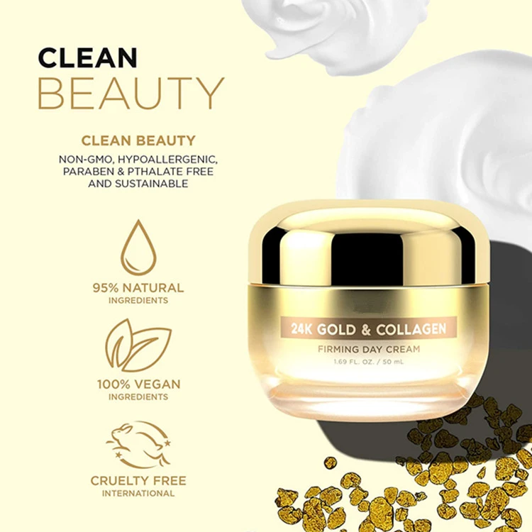 OEM 24K Gold & Collagen Firming Day Cream Moisturizing & Lifting Anti Aging Wrinkle Face Cream