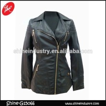 Wholesale spring new design zipper PU coat
