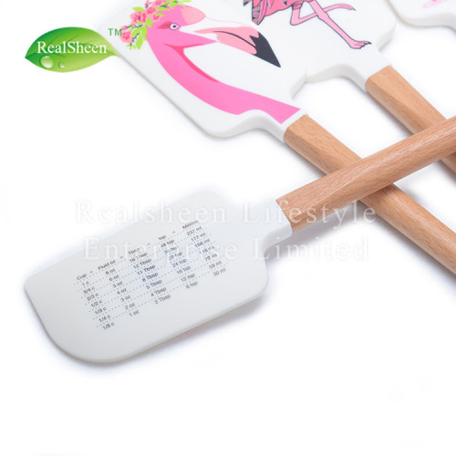 Spatule en silicone à motif de Noël avec manche en bois