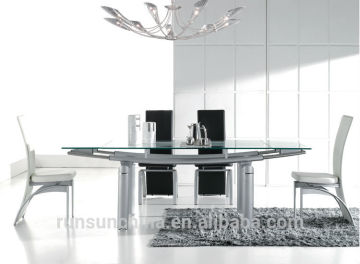 ST-027 glass top dining table/Scalable dining tables