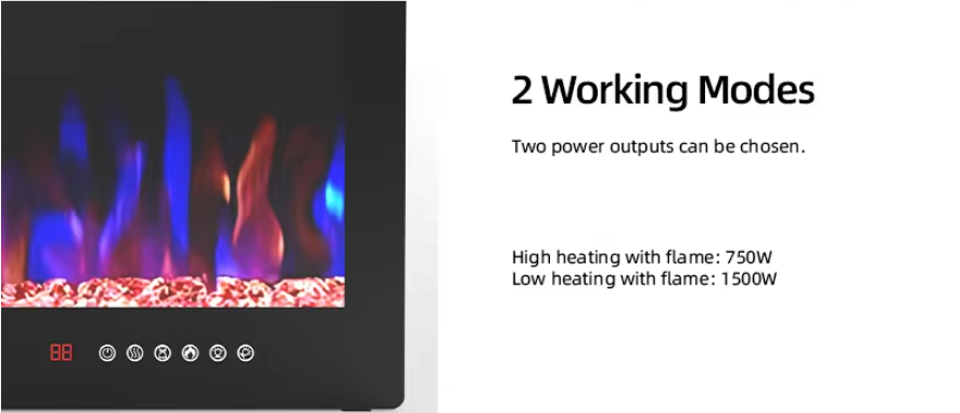 Electric Fireplace in-Wall Recessed and Wall Mounted 1500W Fireplace Heater and Linear Fireplace with Timer Multi color Flames