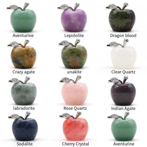 Crazy Agate 1.0Inch Carved Polished Gemstone Apple Crafts Home Decoration Gifts Mom Girlfriend