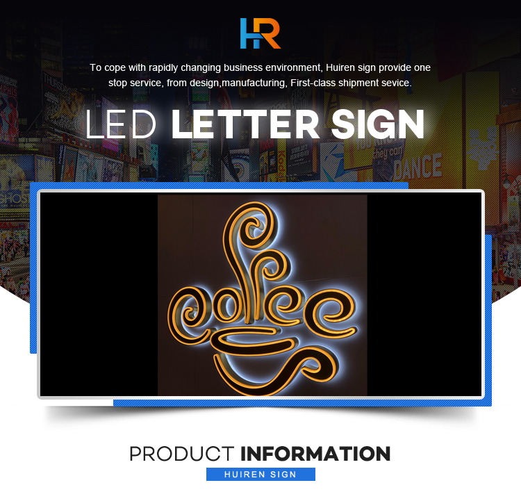Customized 3D Acrylic Letters Led Logo Sign Coffee Shop Outdoor Led Channel Letter Sign
