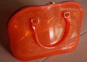 Red Sparkle Silicone Handbag With Eco Friendly Silicone Lady Handbag