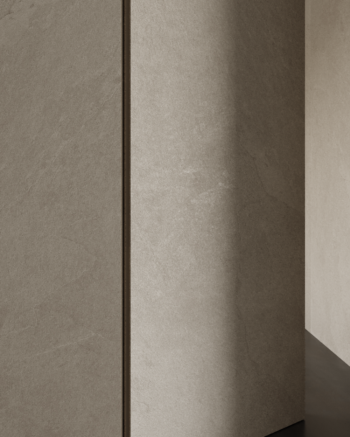 Borda da porta com dobradiças sem moldura cósmica e detalhes de canto