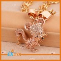 Lucu indah Rhinestone Mouse kalung dengan pelapisan Alloy jaringan