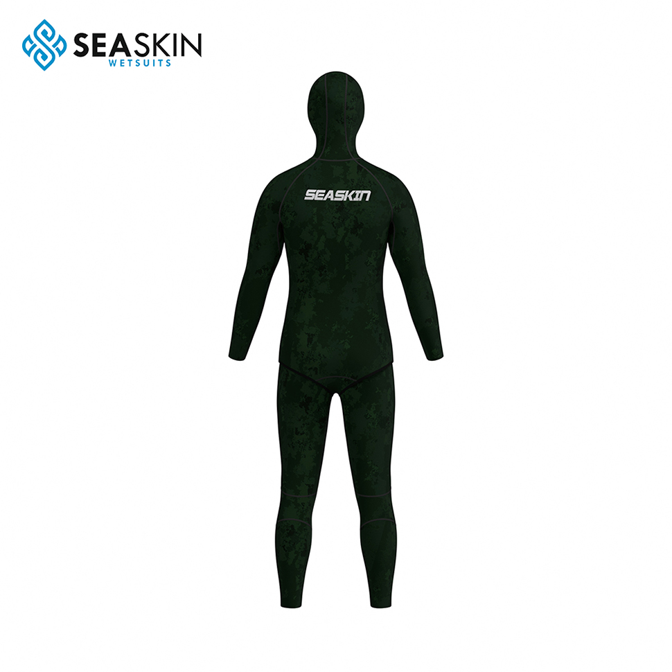Seaskin Custom YAMAMOTO 5mm 2 pieces camouflage Hooded Neoprene Spearfishing Diving Wetsuit