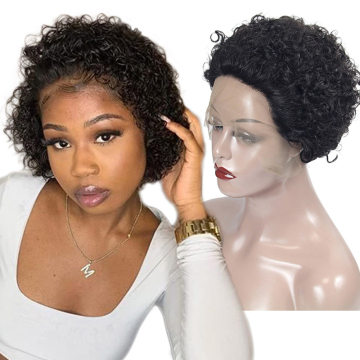 cheapest Brazilian hair, Large stock machine made 100% human hair wigs, machine made pixie wig short human hair curl wigs