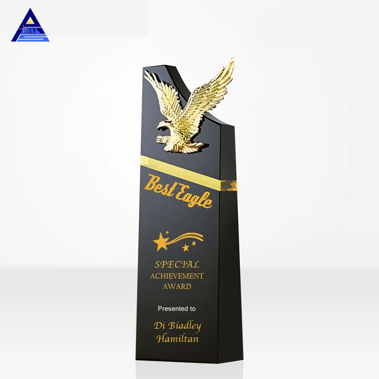 Crystal Golden Best Gold and Globe Base Eagle Metal Trophy