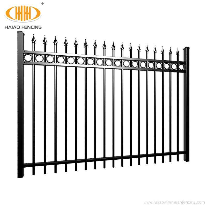 spear top metal tubular wrought iron fence panel