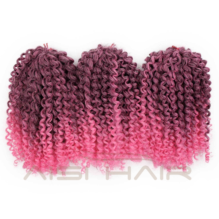Aisi Hair Best Selling Wholesale Long Marly Bob Twisted Ombre Pink Dark Root Fiber Synthetic Crochet Braiding Hair Extensions