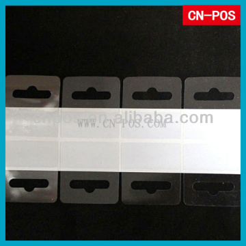 displaying adhesive pvc hang tabs in supermarket