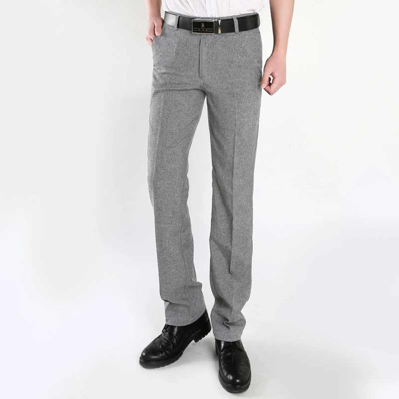 Classic Mens Casual Pants Lightweight Elasticated Waist Linen Trousers