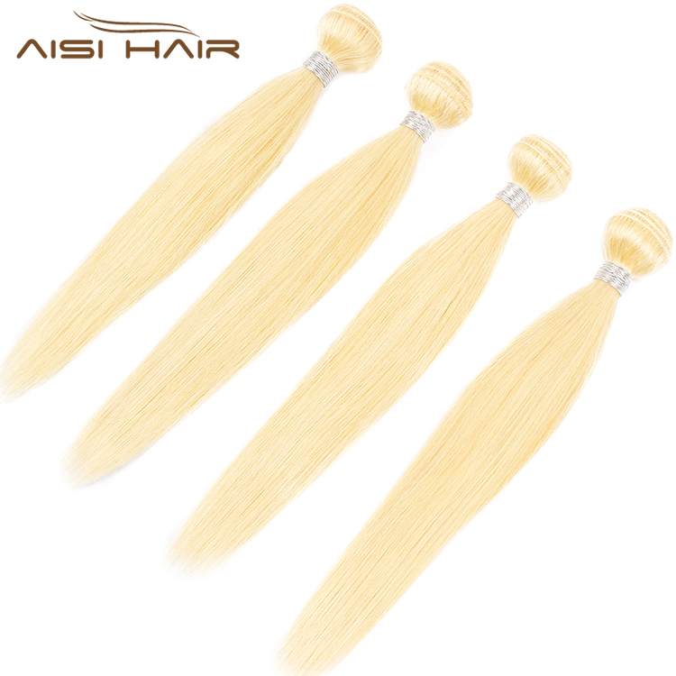 Aisi Hair Hotselling Blonde Color Silky Straight Wave Human Hair  Brazilian Human Hair Bundles Extension For Women