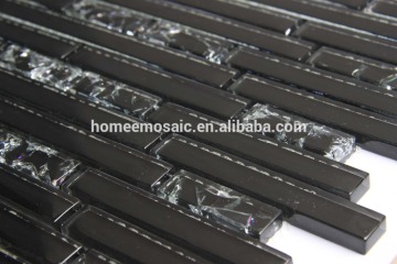 Broken black Effect glass mosaic tile for Brick price tile