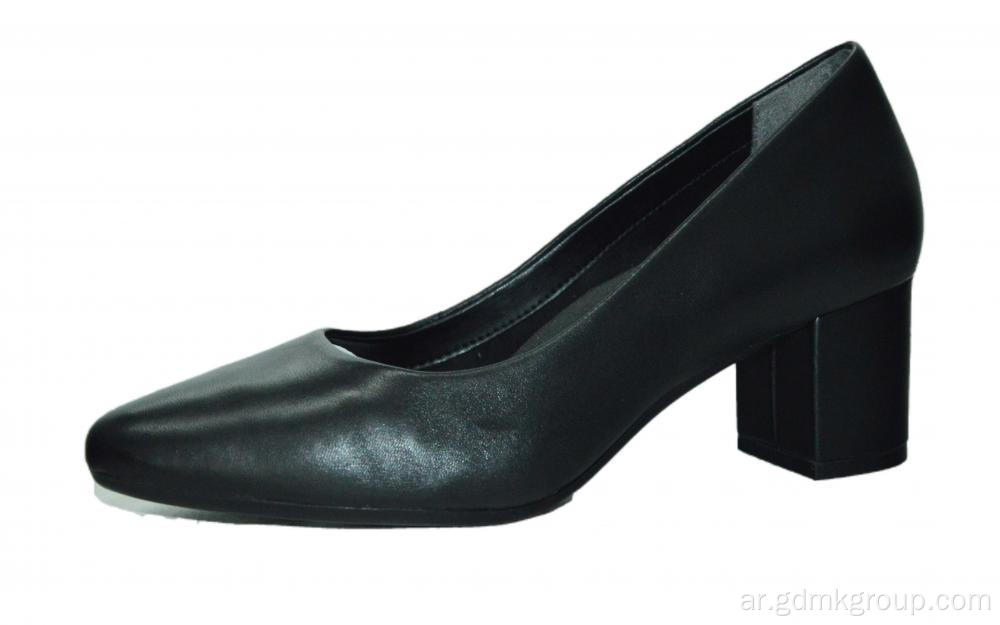 حذاء رسمي بكعب عالٍ أسود احترافي بكعب سميك