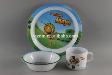 Set Of 3pcs Melamine Kids Dinner Set Melamine Plate/Bowl/Cup Set